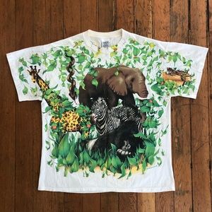 Rare VTG 1993 Wild Oats African Jungle Animals Tee